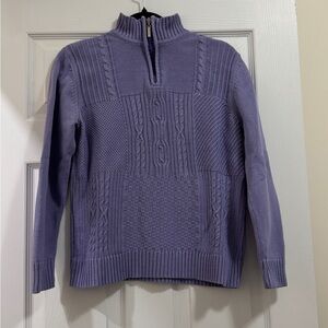 Karen Scott Lavender Cable-Knit Half-Zip Sweater